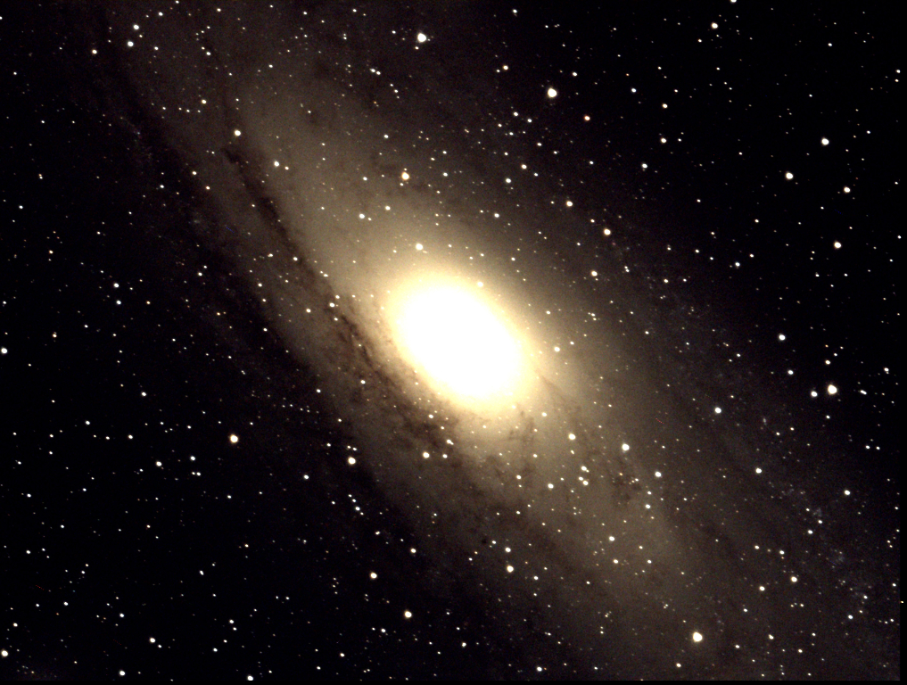 The Andromeda Galaxy is a spiral galaxy located in the Andromeda constellation.  Taken 2014-01-15 with T3, a Takahashi TOA-150 with SBIG ST-8300C One Shot Color CCD.  This telescope is located at the New Mexico Skies Observatories in Mayhill, New Mexico.