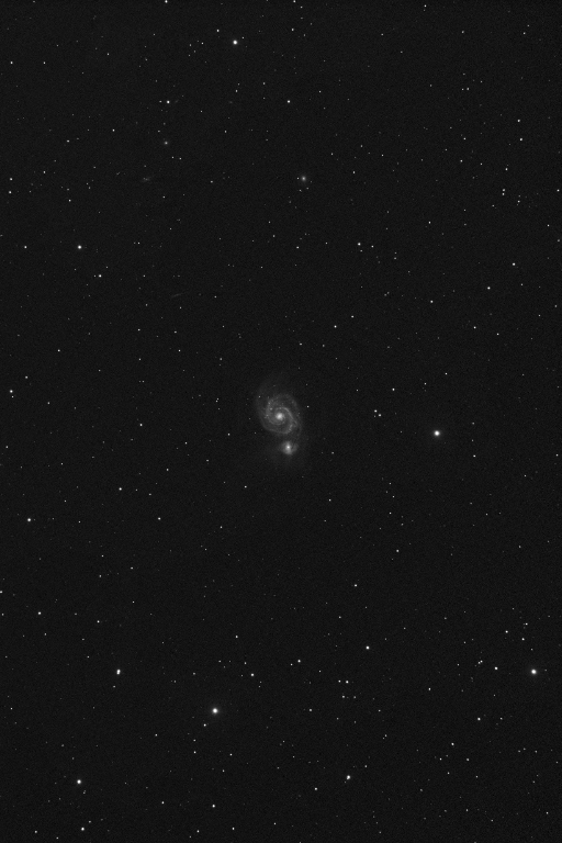 The Whirlpool Galaxy is an interacting "grand-design spiral galaxy" with grand design spiral galaxy located in the constellation Canes Venatici.   Taken 2014-02-19 with T16, a Takahashi TOA-150, a wide - medium deep field telescope. This hybrid science/imaging platform located at AstroCamp Observatory in Nerpio, Spain.